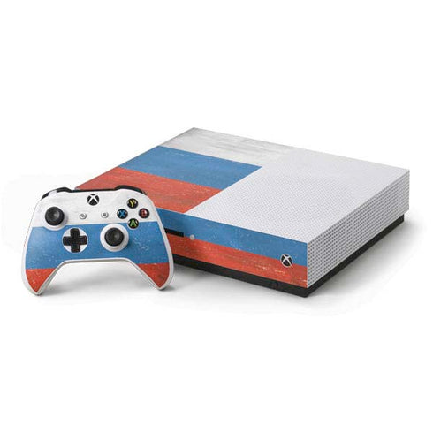 Russian Flag Distressed Xbox One S Console and Controller Bundle Skin